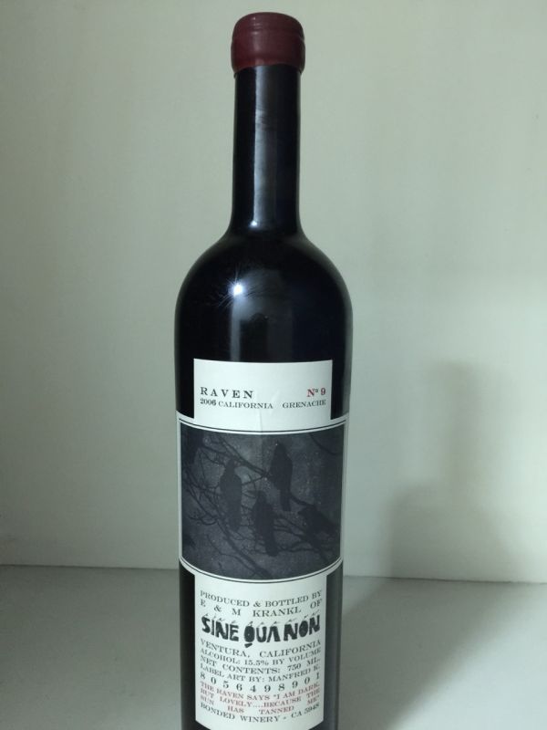 Sine qua non Raven series Syrah No.4